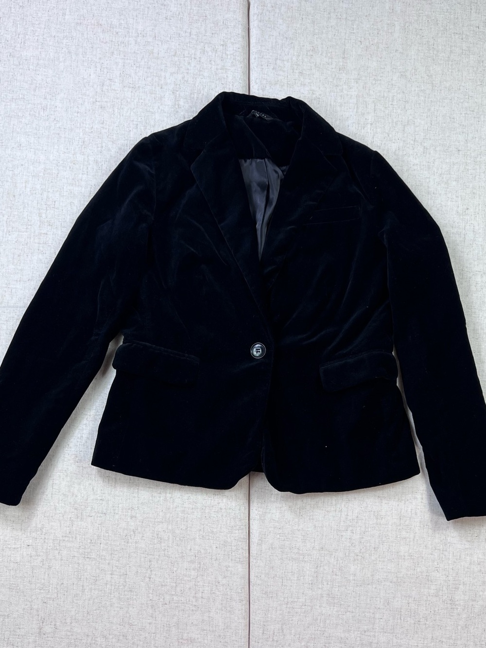 Esprit Black Cotton Velvet Fitted Blazer Jacket M Dark Academia Party Holiday